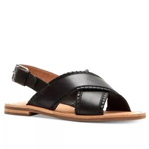 Frye Women's Robin Feather Criss Cross Strap Leather Slingback Flat Sandals